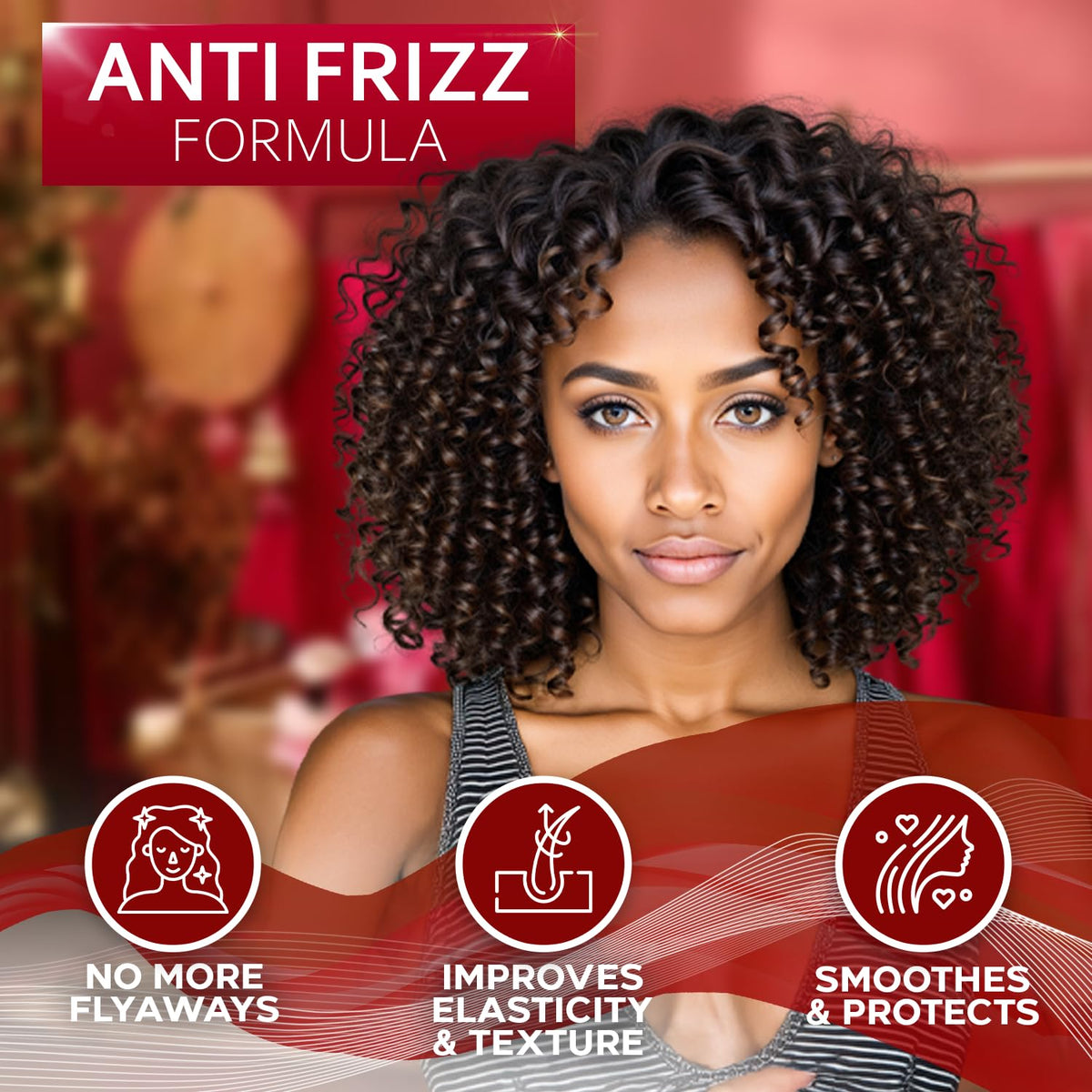 BELLISSO finished curly hair lifestyle shot showing defined curls