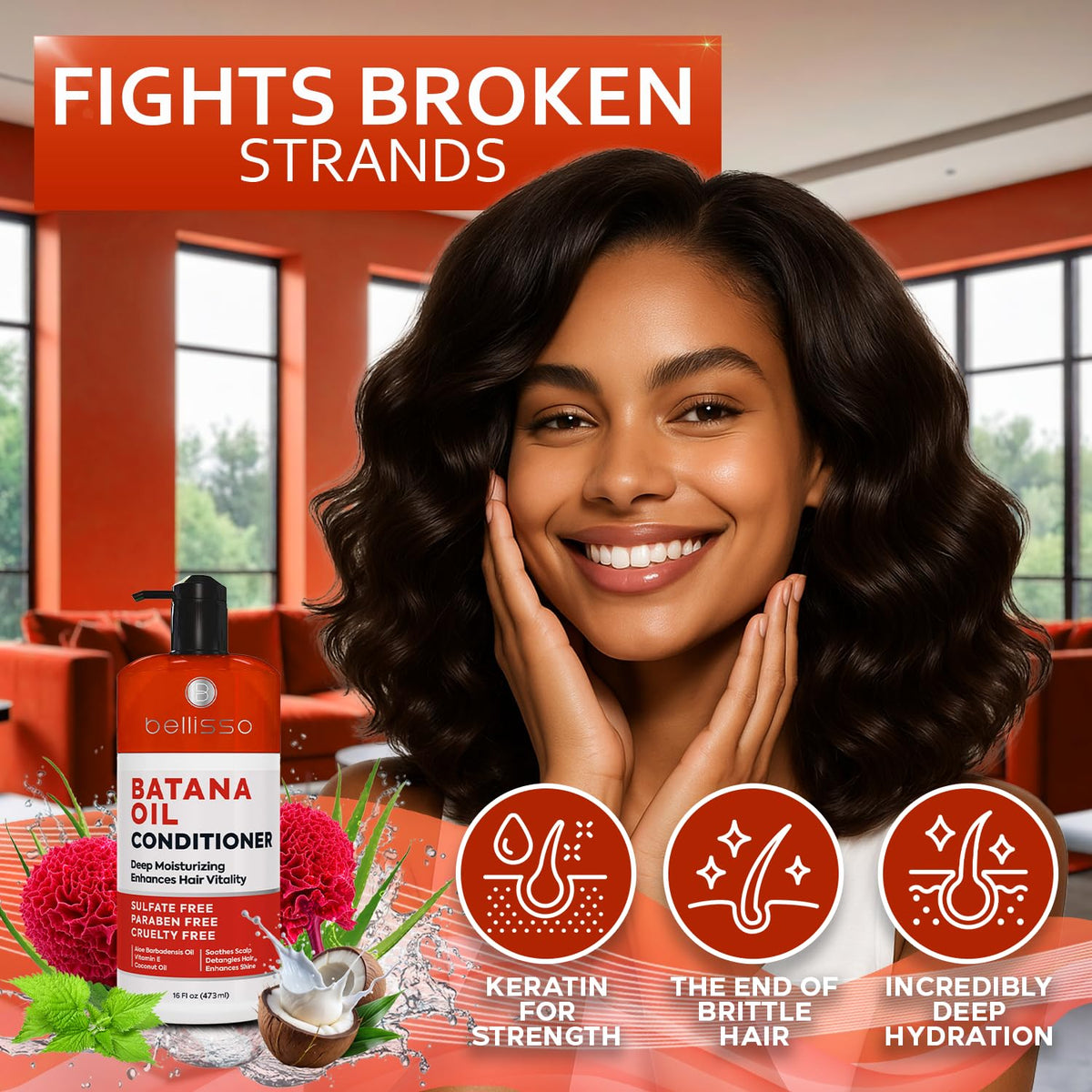 BELLISSO styled hair after use showing smoother, fuller-looking results