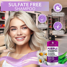 BELLISSO shampoo in hand demonstrating easy application and gentle lather