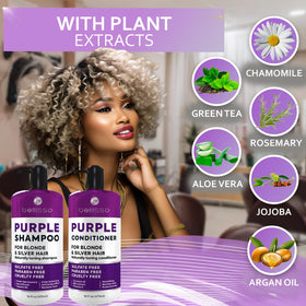 BELLISSO purple shampoo lather on hand showing pigment and effective brass reduction