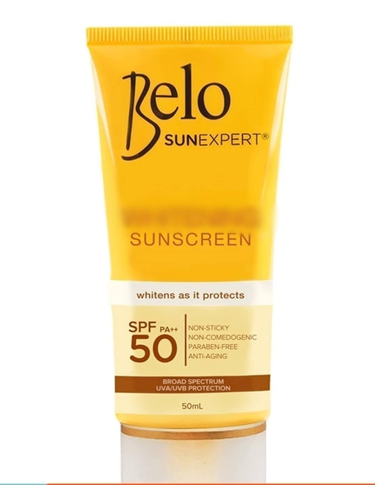 Belo Sunexpert front packaging showing 50ml tube and SPF details for daily protection