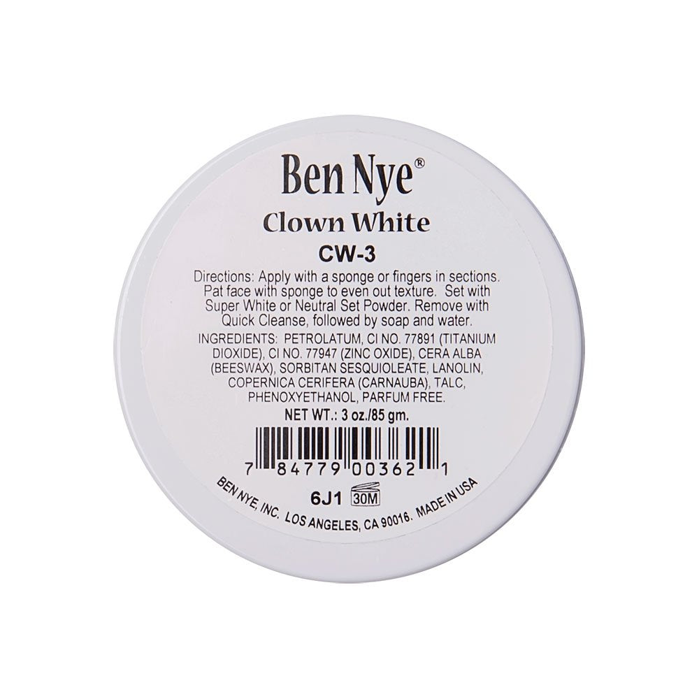 Ben Nye Clown White front packaging showing high-coverage theatrical white