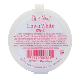 Ben Nye clown white pot front view showing product label and compact size for performers