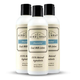 Bend Soap Company three-bottle front view showing unscented pack and storage convenience