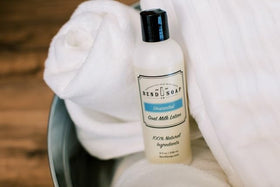 Bend Soap Company bottles by sink lifestyle scene promoting family accessibility
