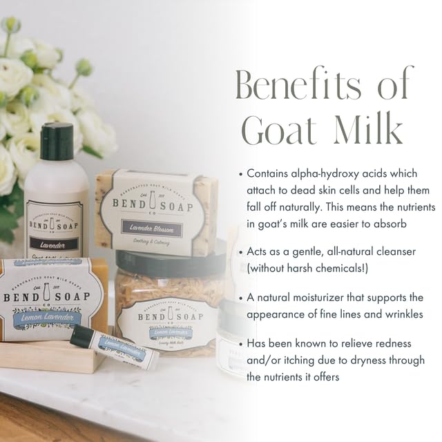 Bend Soap Company ingredient label showing goat milk and oils, benefit simple natural formula