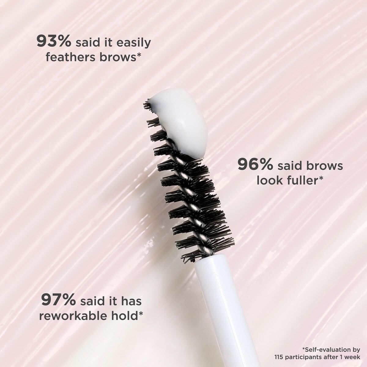 Benefit application with spoolie combing brows for lifted, feathered hold and natural finish