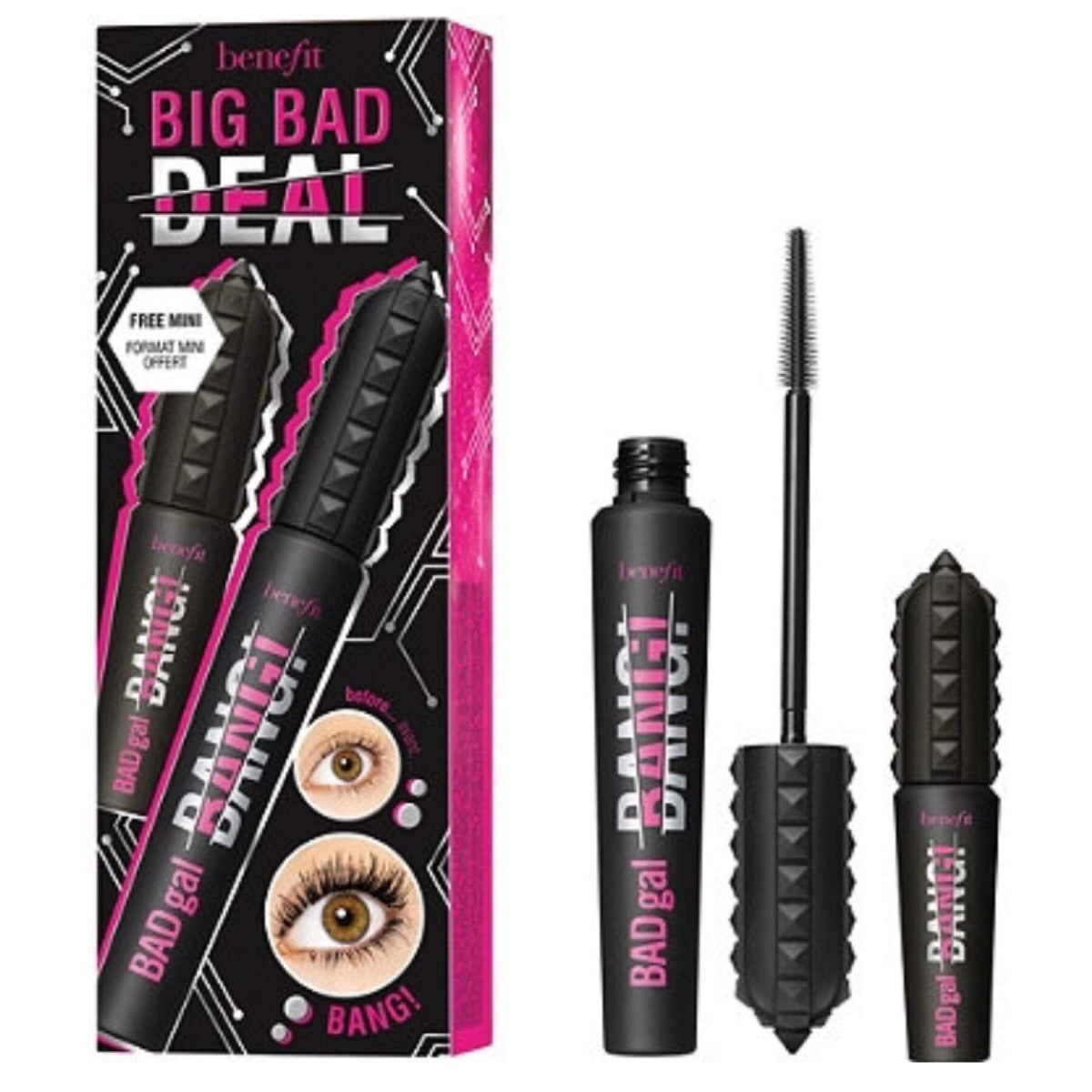 Benefit Bad Gal Bang duo front view showing full-size and mini for bold volume
