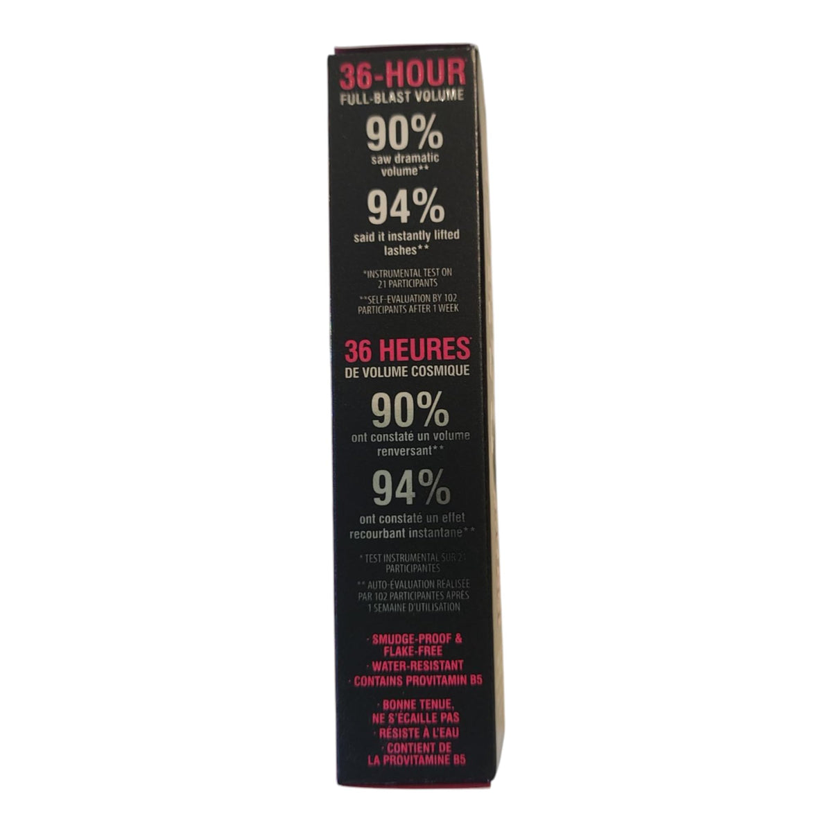 Benefit Bad Gal Bang texture swatch on skin showing lightweight black pigmentation