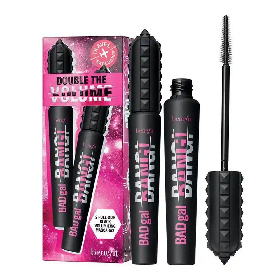 Benefit badgal bang front packaging showing bold pitch-black tubes and volumizing benefit