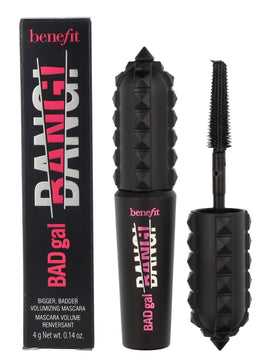 Benefit BADgal BANG mini front packaging showing compact tube and clear label benefit