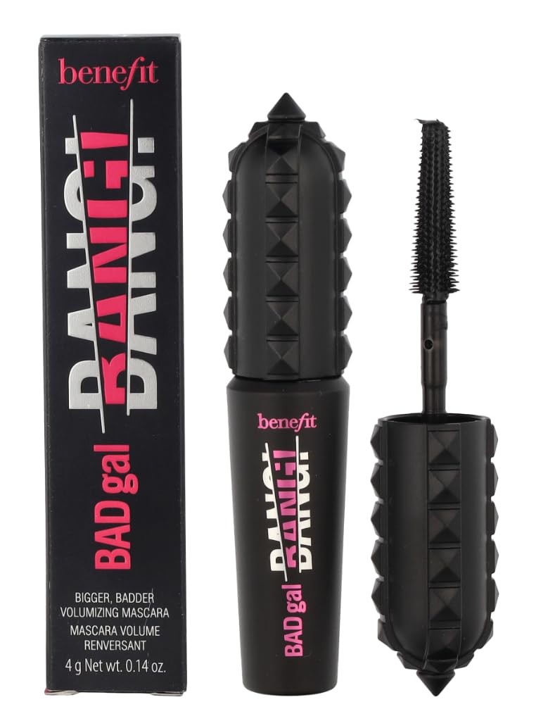 Benefit BADgal BANG mini front packaging showing compact tube and clear label benefit