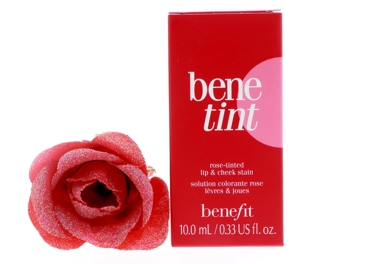 Benefit Benetint single stroke swatched on skin showing sheer, buildable texture