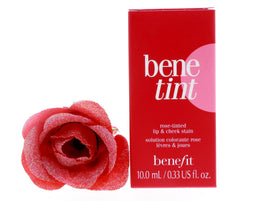 Benefit Benetint single stroke swatched on skin showing sheer, buildable texture