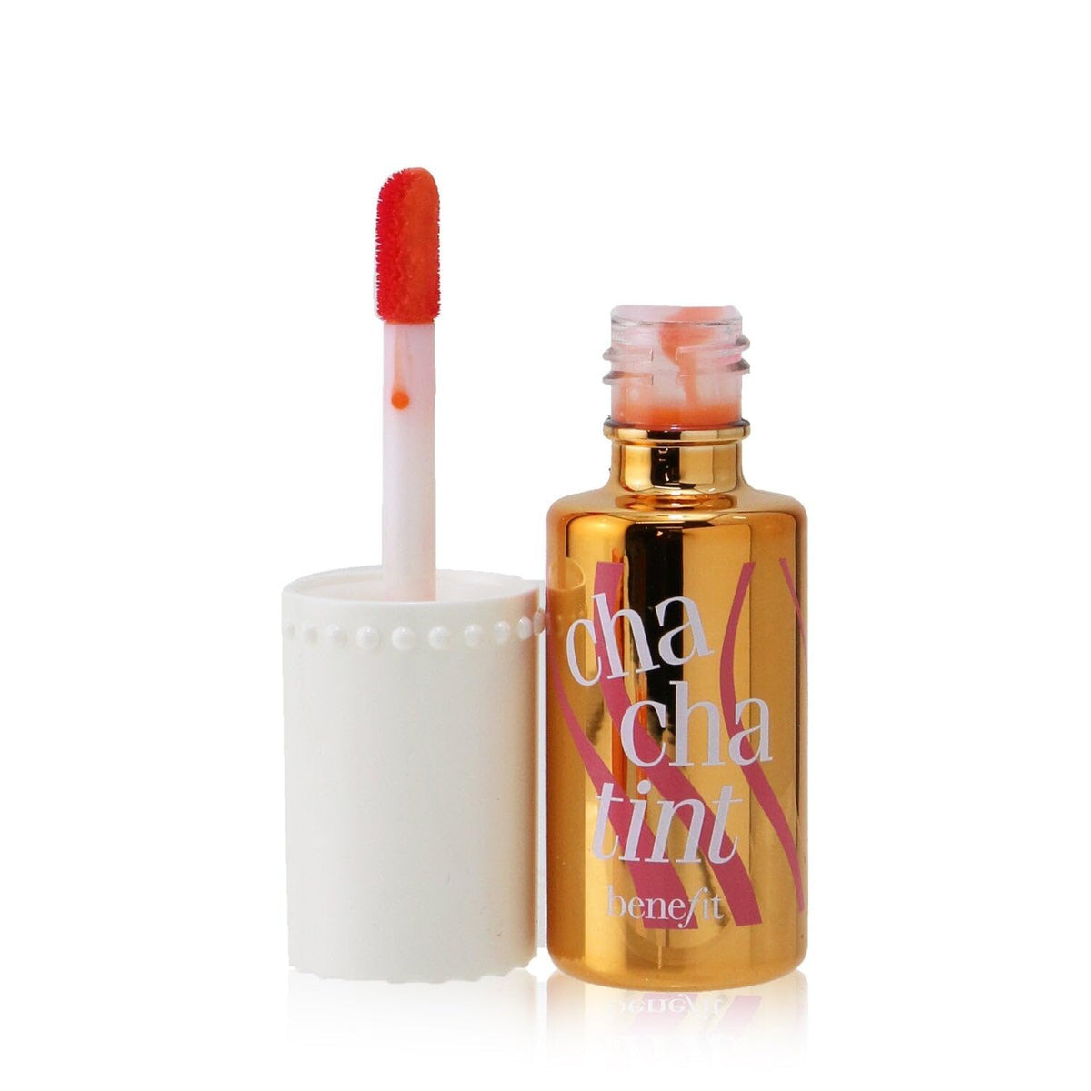 Benefit Cha Cha Tint on model cheeks showing natural flushed finish and blended look