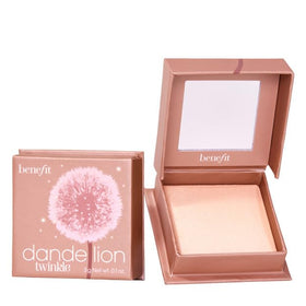 Benefit Dandelion Twinkle front compact showing packaging and mini size for travel
