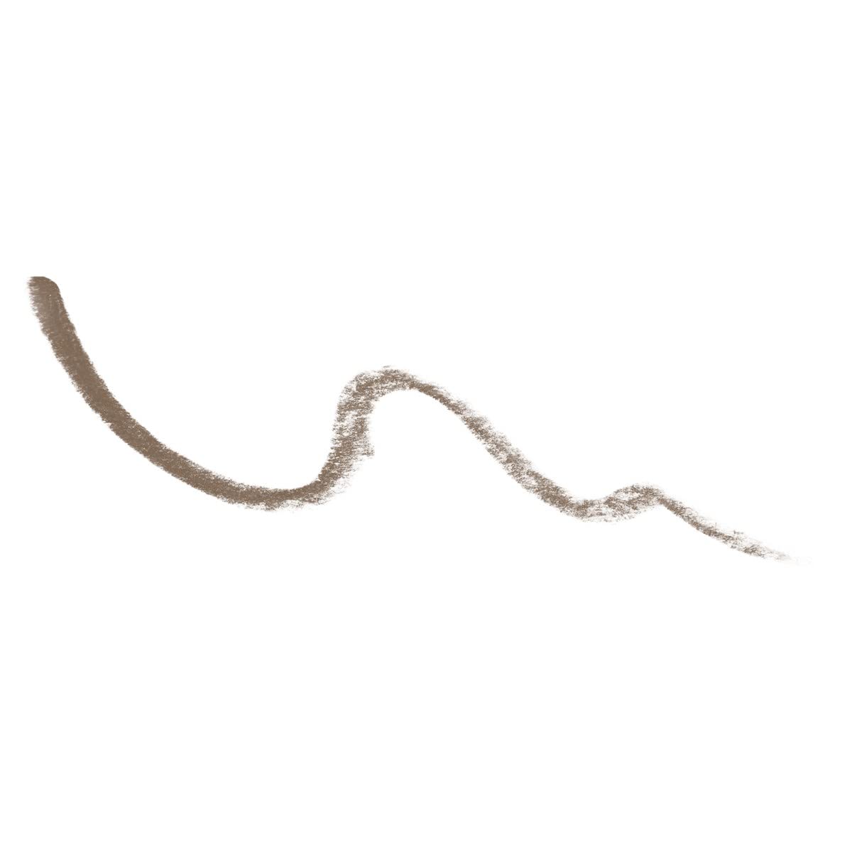 Close-up of Benefit pencil tip showing fibers and powder texture for visible brow volume