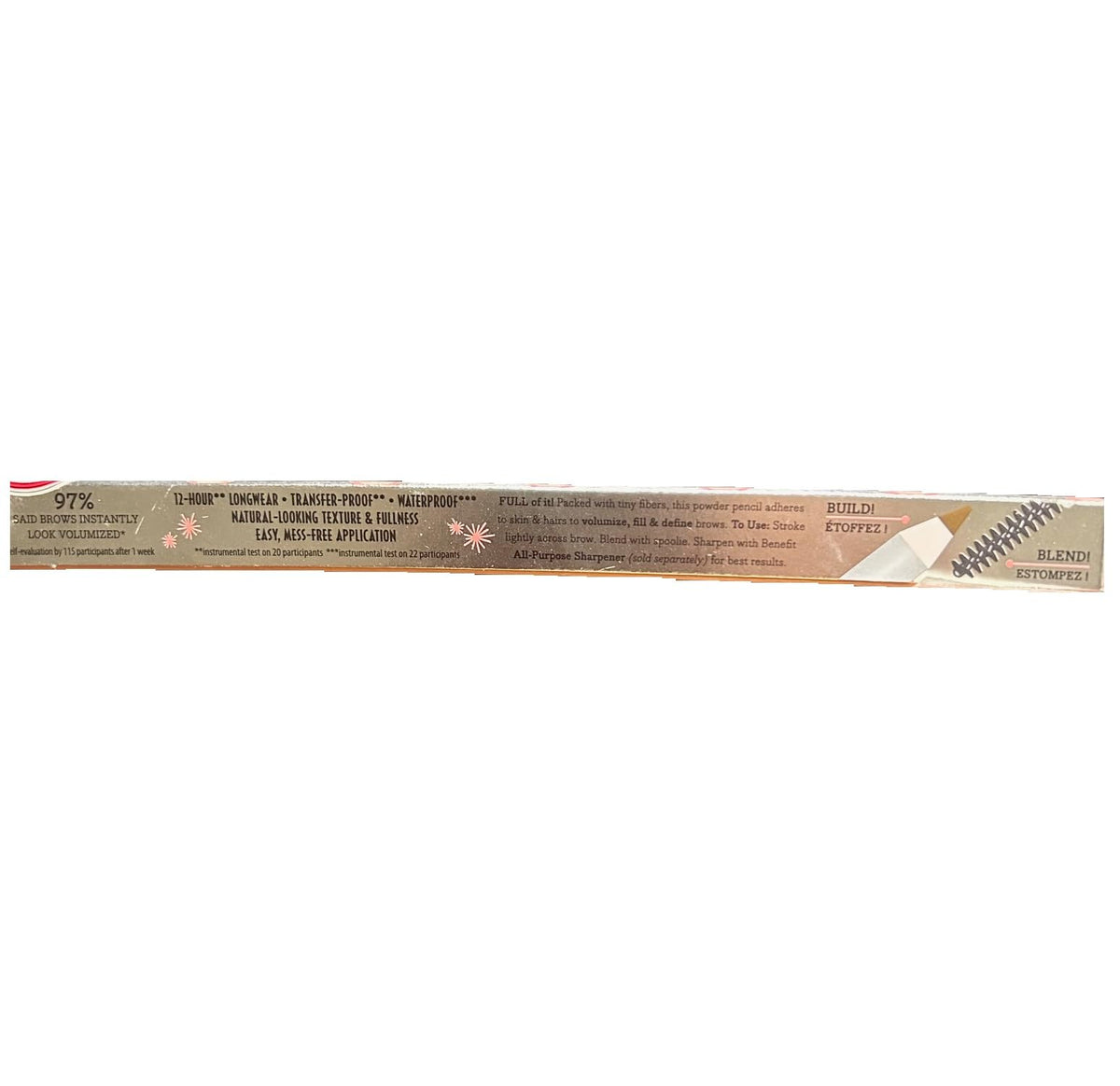 Benefit Gimme Brow product in use filling brows for defined, fuller-looking arches