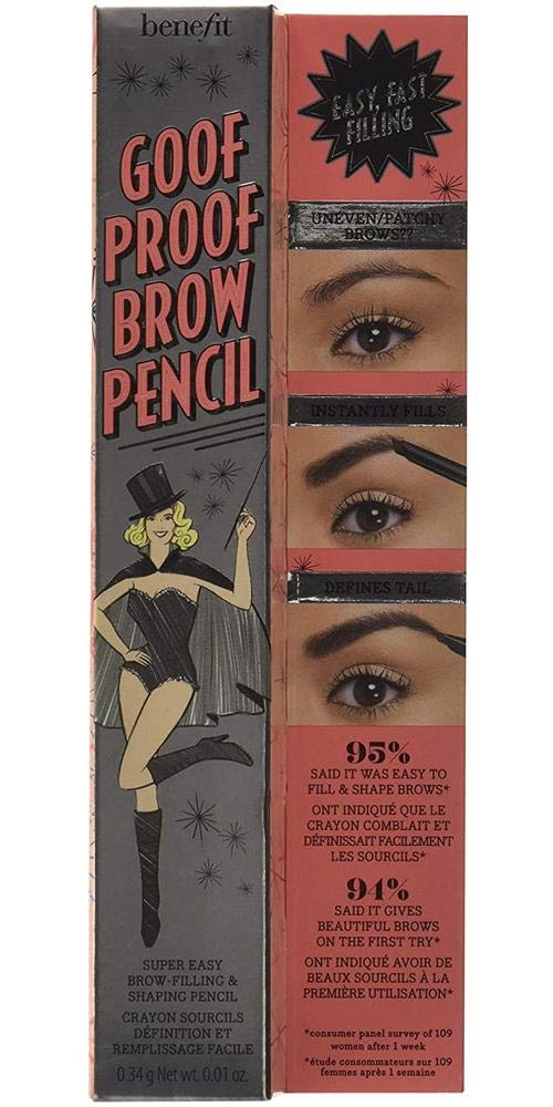 Benefit Goof Proof Brow Pencil close-up of tapered tip and spoolie demonstrating precise shaping benefit