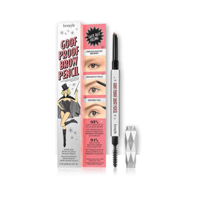 Benefit Goof Proof front packaging showing pencil and spoolie, easy storage benefit