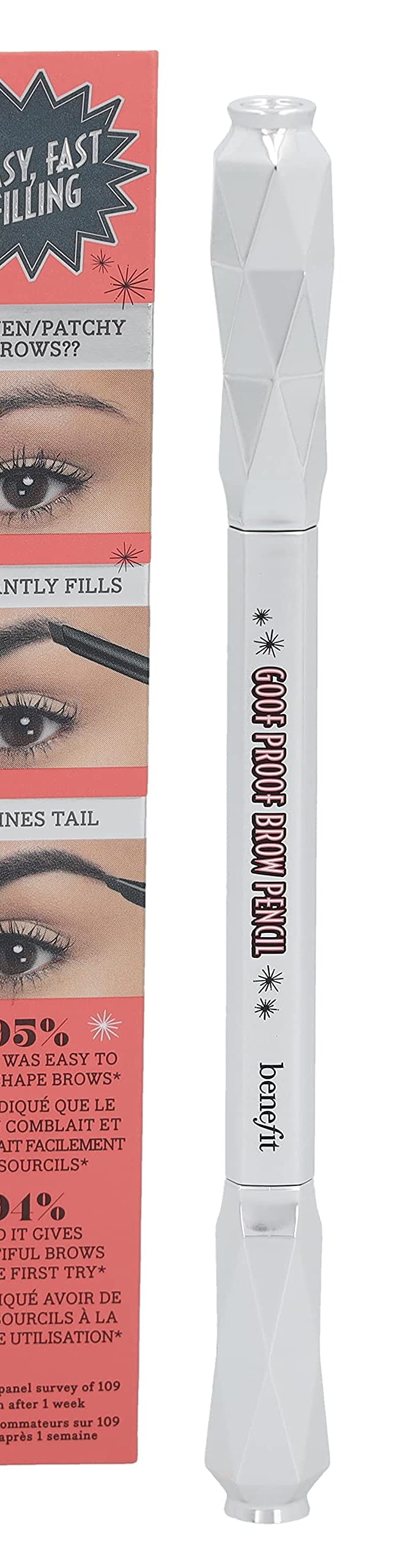 Benefit Goof Proof in use with spoolie blending for natural, fuller-looking brows