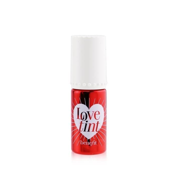 Benefit tint on model applying to lips and cheeks for vibrant wear