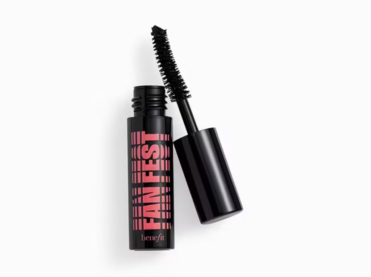 Benefit mini Fan Fest front packaging showing compact tube and branding for travel convenience
