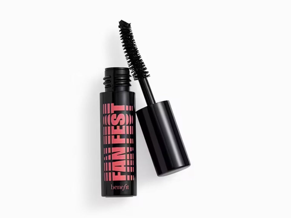 Benefit mini Fan Fest front packaging showing compact tube and branding for travel convenience