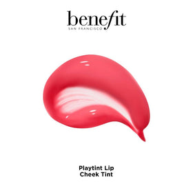 Benefit swatches on forearm showing buildable pink-lemonade tint