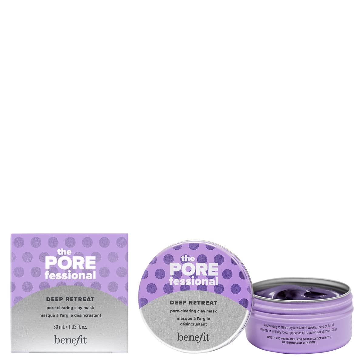 Benefit jar front packaging showing label and travel-size convenience