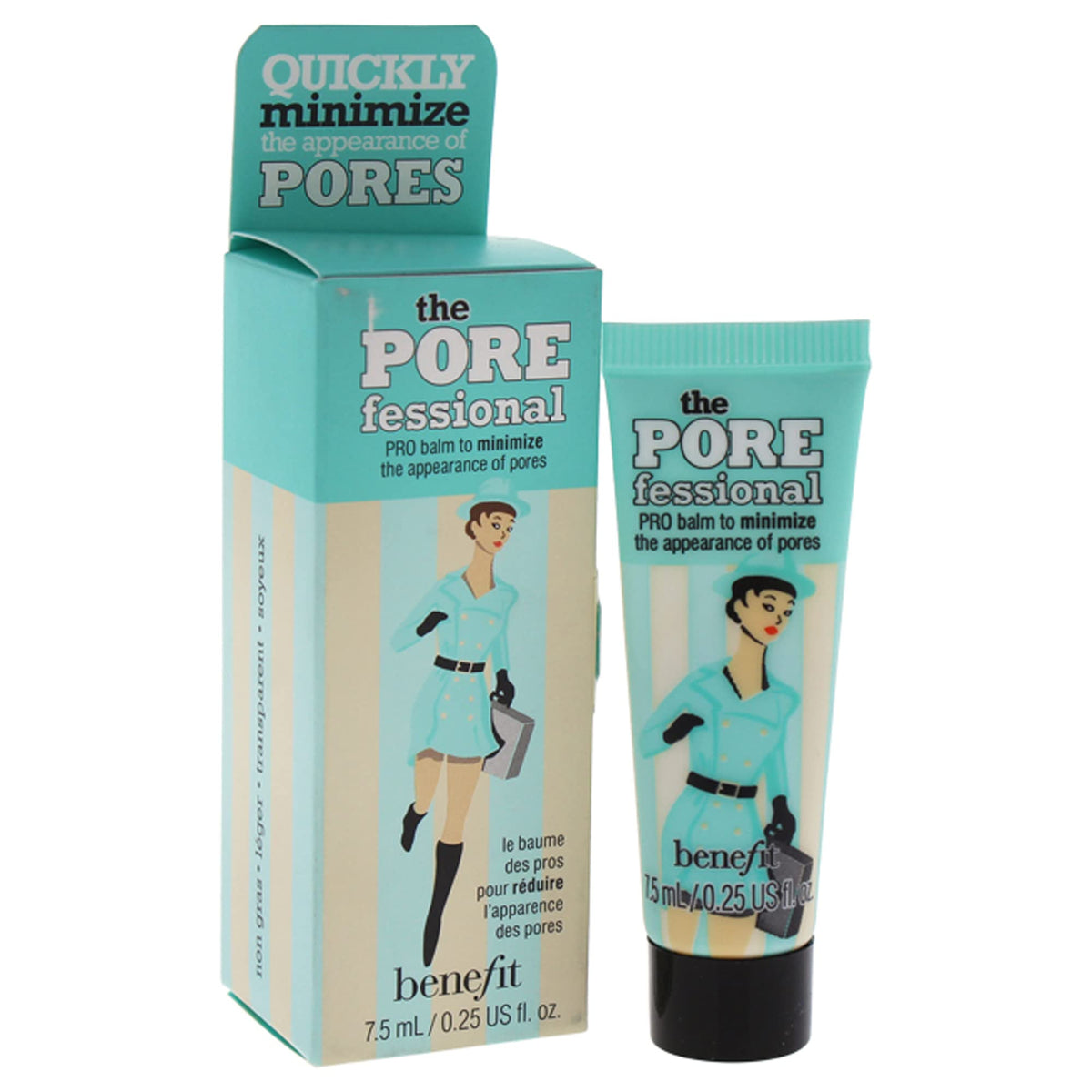 Benefit front packaging showing compact 0.25 oz balm and brand logo for easy identification