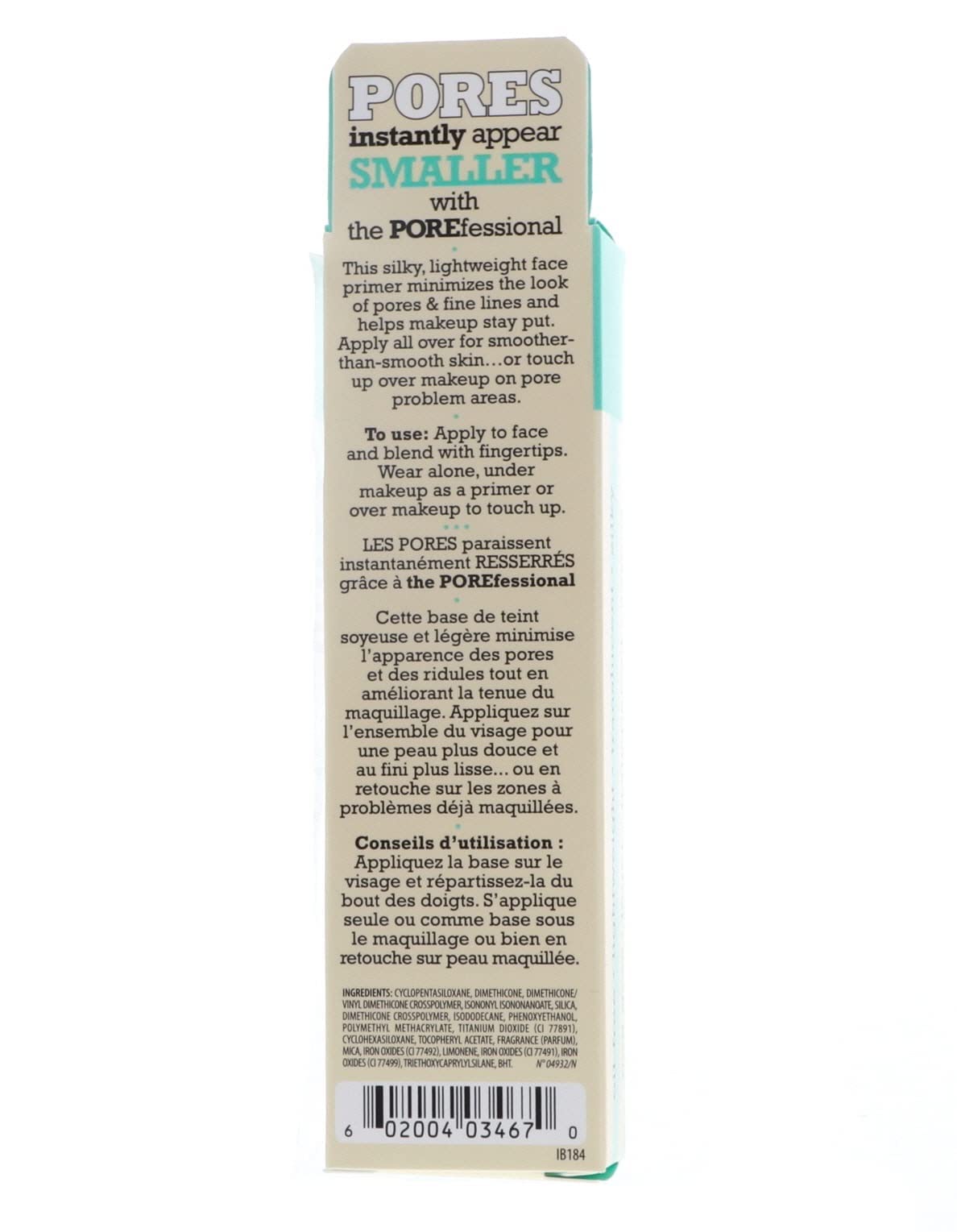Benefit POREfessional next to smartphone for size and travel-friendly benefit