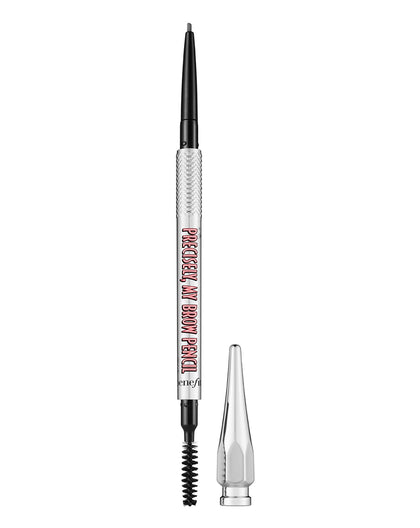 Benefit pencil front view showing slim tip and spoolie, precise application benefit