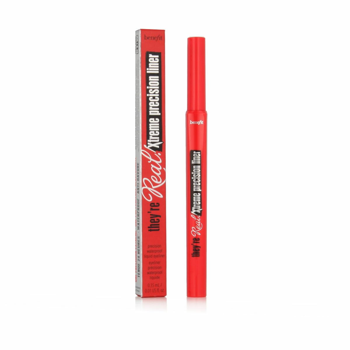 Benefit front packaging showing black eyeliner pen and compact design for travel