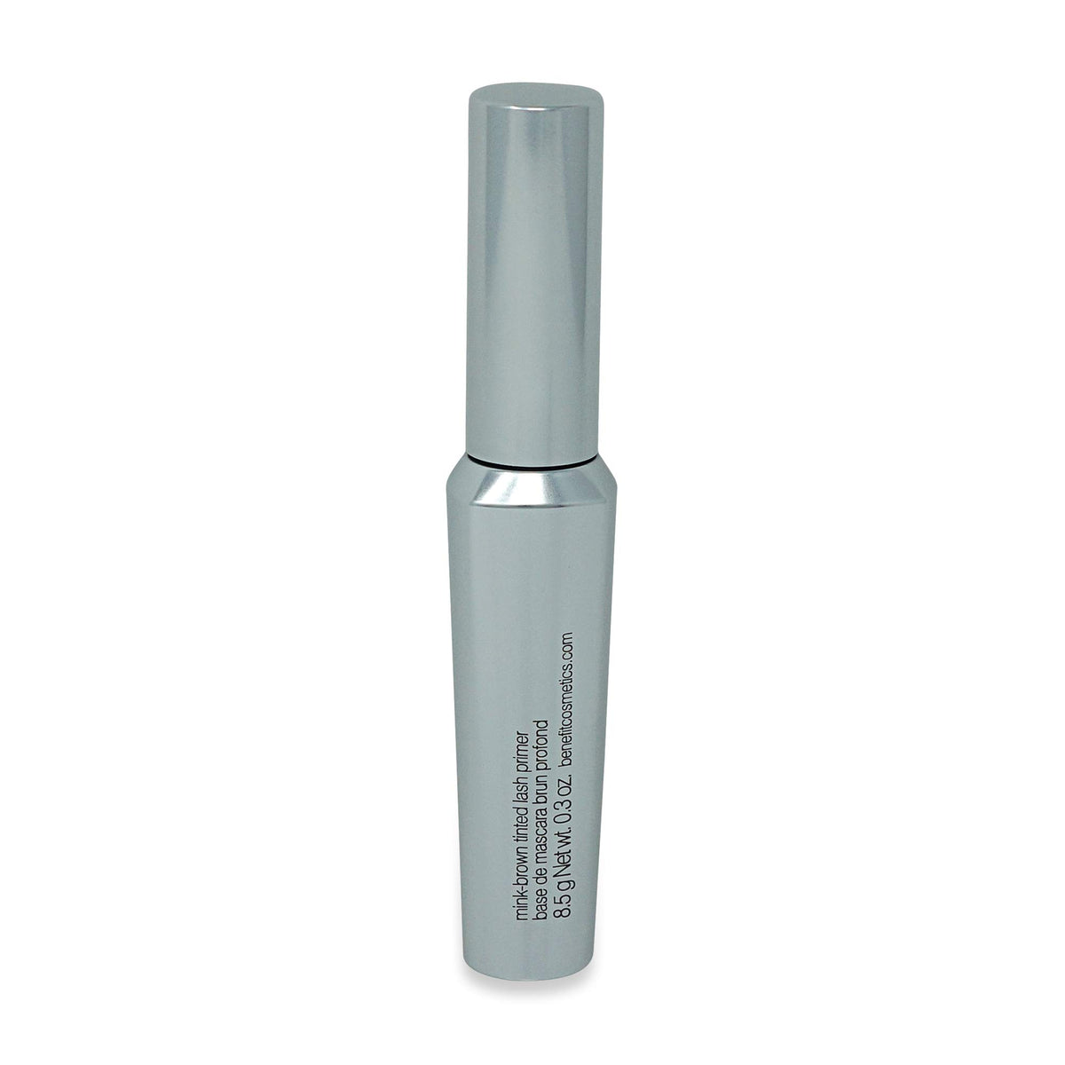 Benefit primer applied to lashes in lifestyle scene for defined, feathery lash look