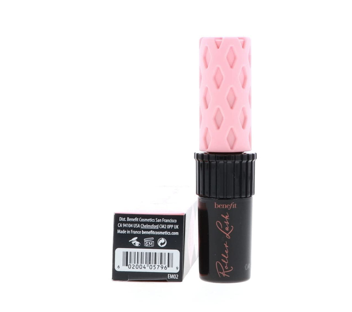 Benefit Roller Lash curved brush close-up demonstrating hook-and-roll bristles for lift