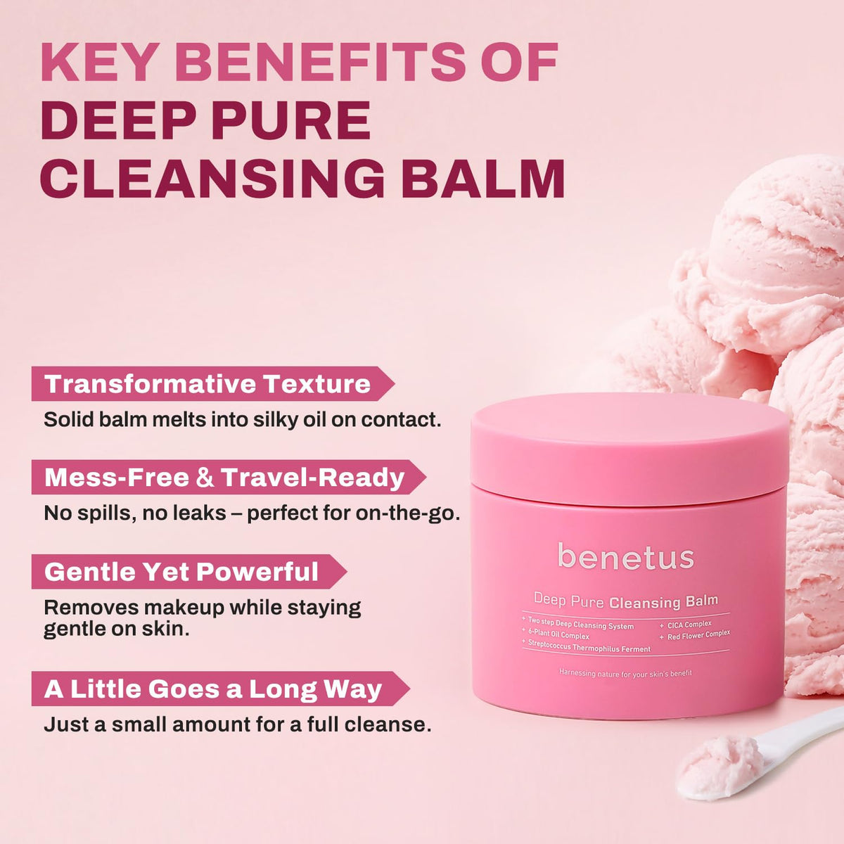 benetus balm emulsifying with water showing easy rinse benefit