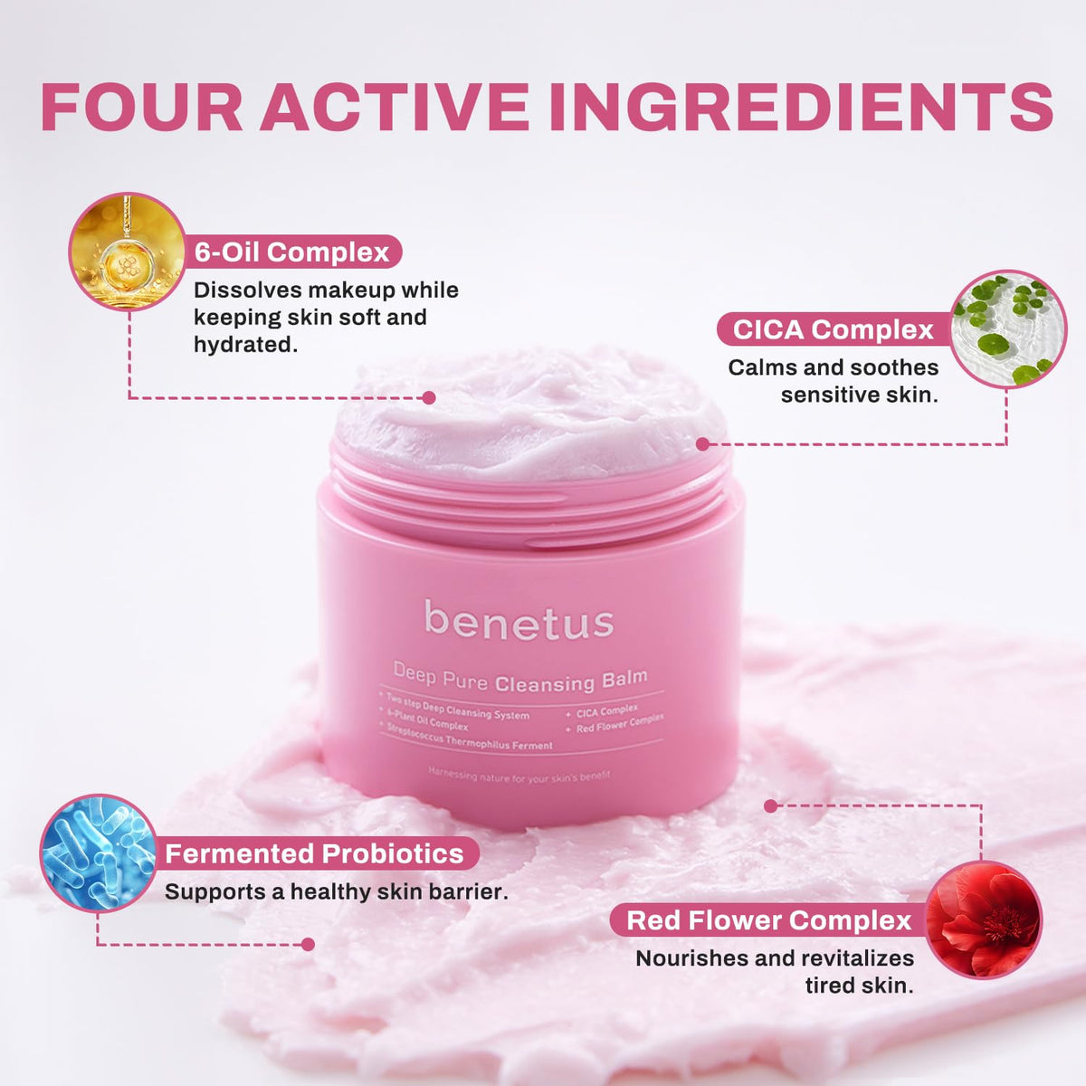 benetus balm melting on skin illustrating fast makeup dissolution benefit