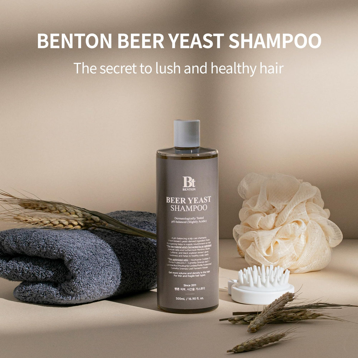 BENTON shampoo texture poured from bottle showing creamy lather benefit