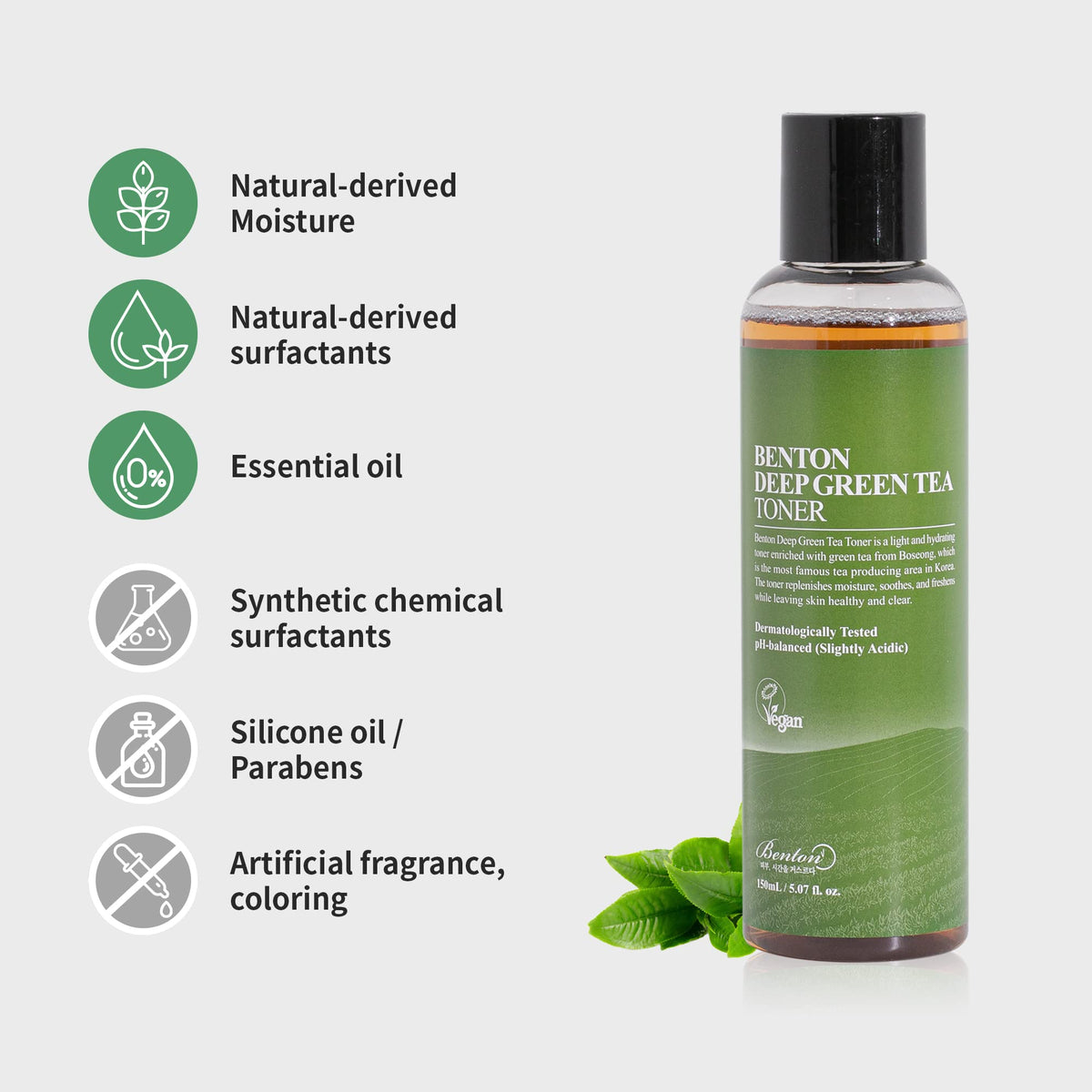 BENTON pouring toner onto hand demonstrating lightweight hydration benefit