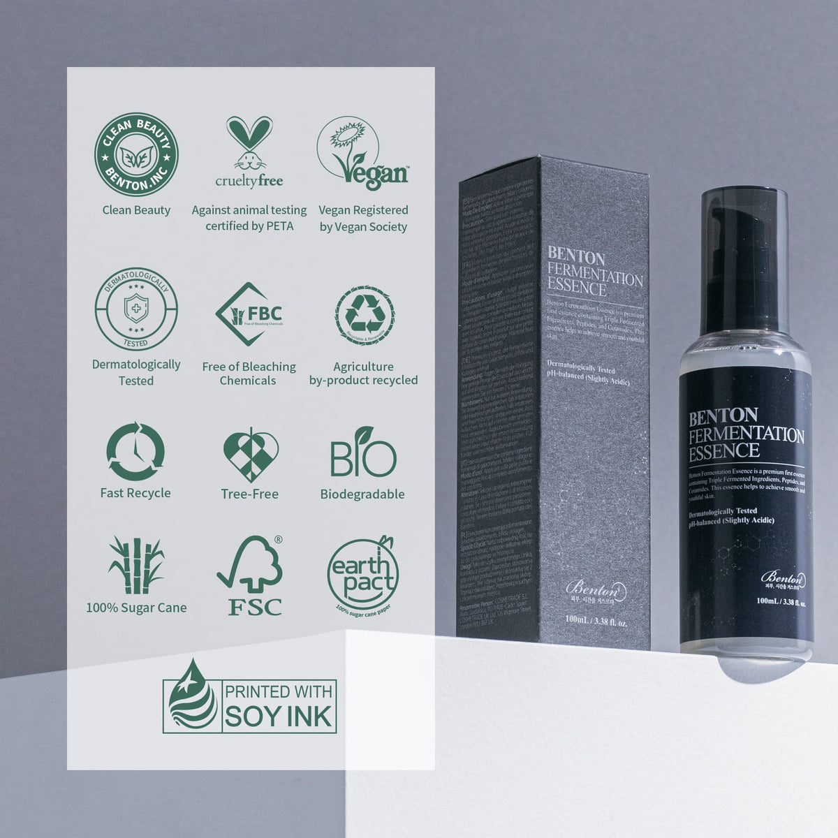 BENTON bottle on bathroom shelf suggesting daily routine hydration benefit