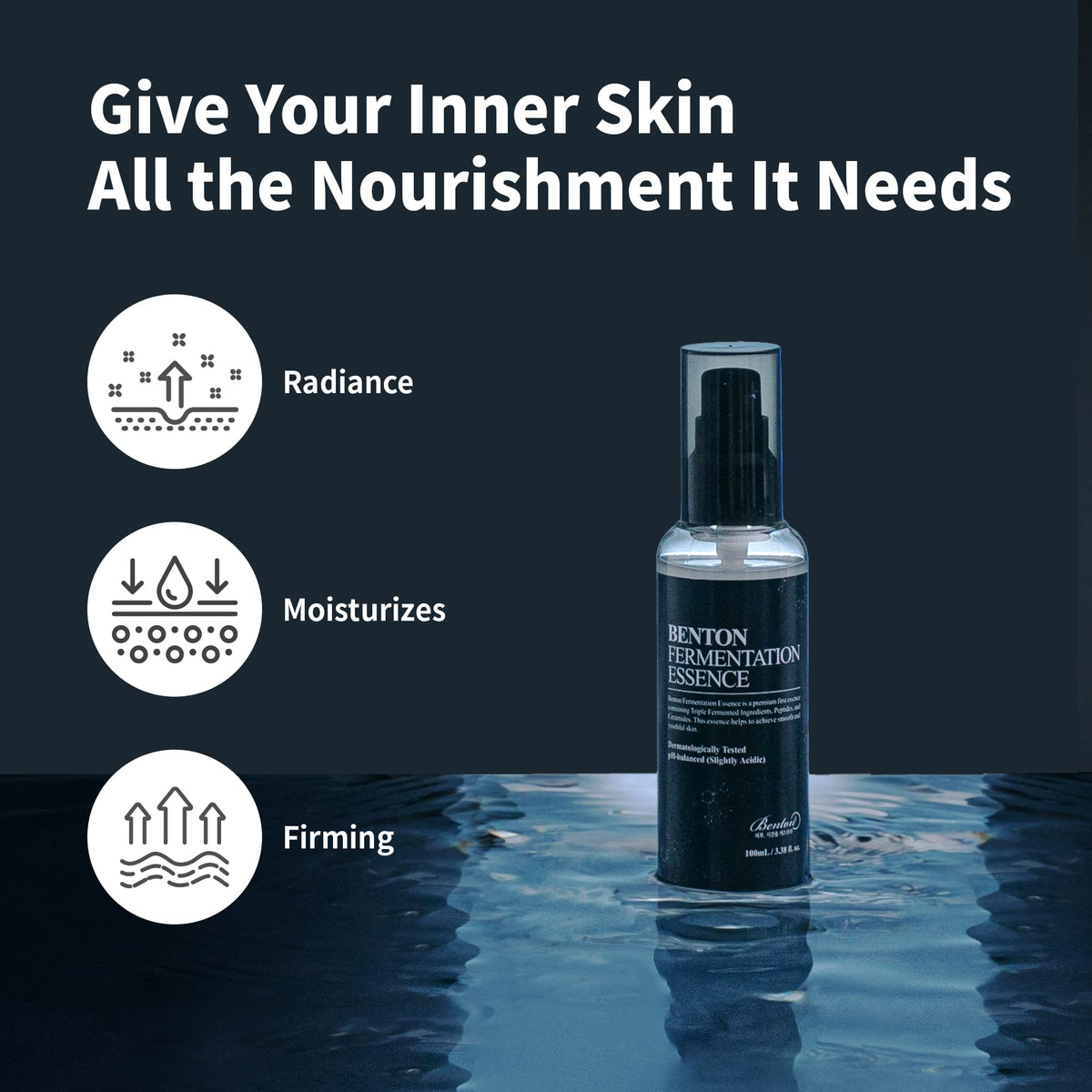 BENTON texture drop demonstrating quick absorption and non-sticky finish