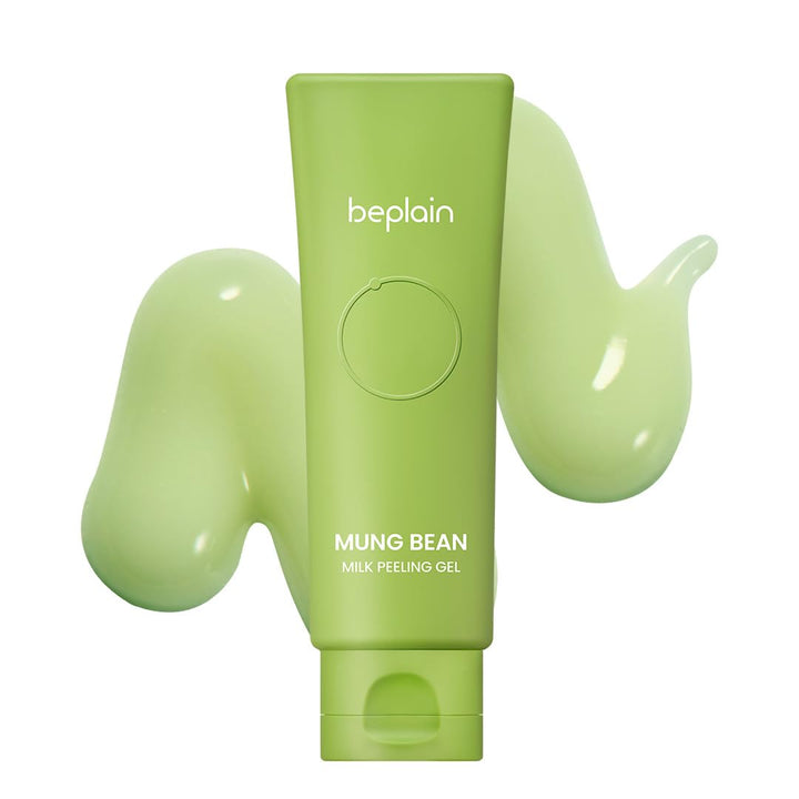 beplain front packaging showing product bottle and calming label benefit gentle exfoliation