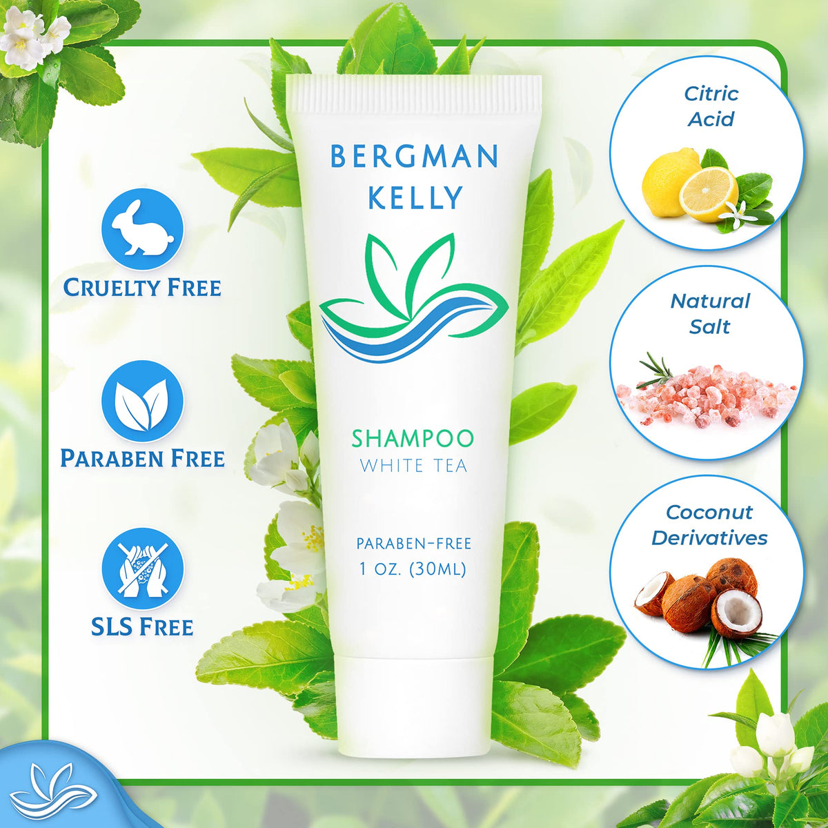 BERGMAN KELLY foil-sealed bottle close-up ensuring leak protection and hygiene