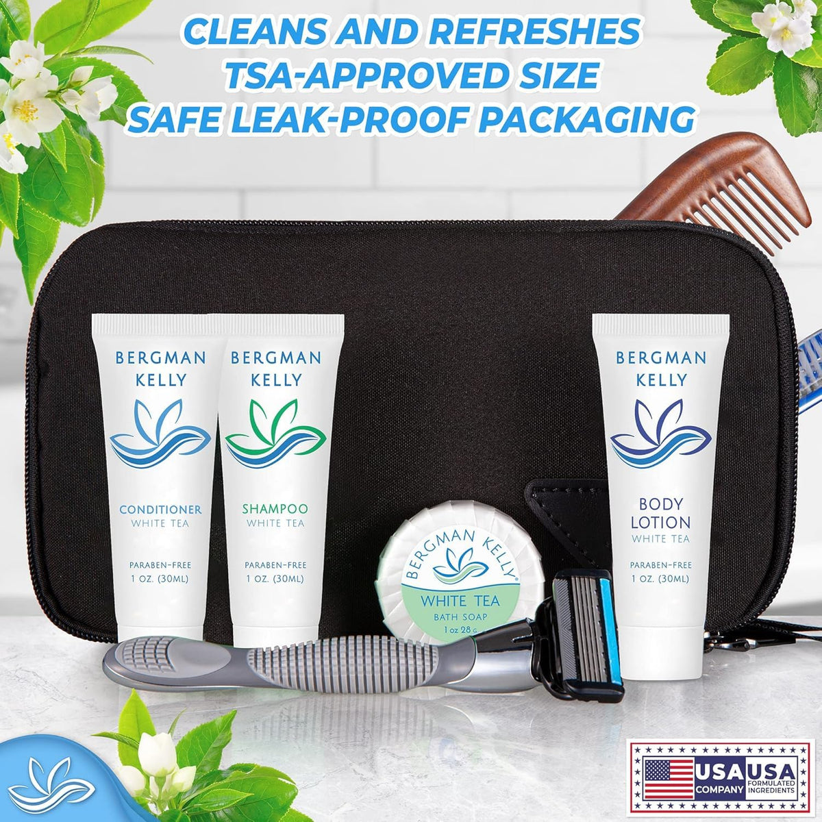 BERGMAN KELLY lotions packed in donation kits showing easy distribution benefit