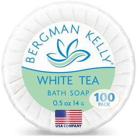 BERGMAN KELLY front box packaging showing 100-count and white tea scent benefit convenience