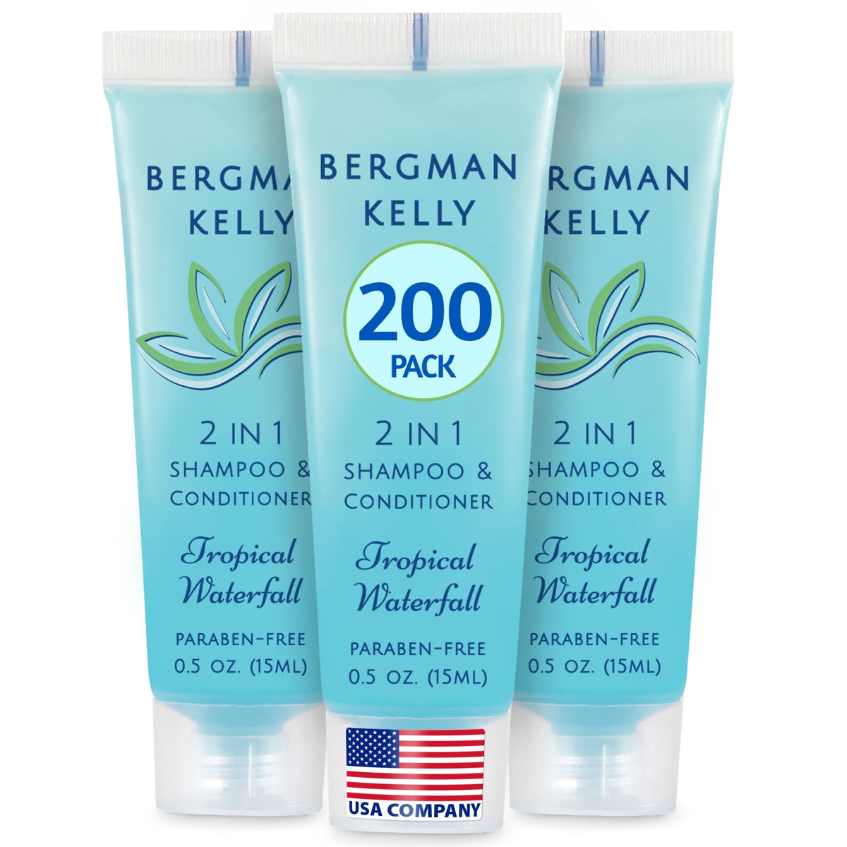 bergman kelly front packaging showing tropical waterfall scent and guest-ready benefit
