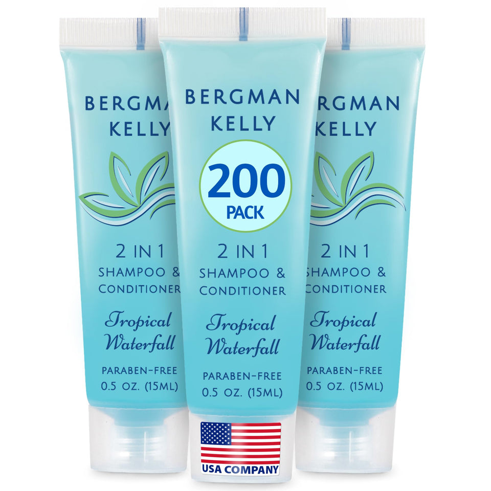 bergman kelly front packaging showing tropical waterfall scent and guest-ready benefit