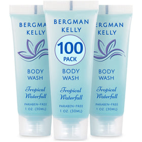 bergman kelly front packaging showing tropical waterfall scent and guest-ready design