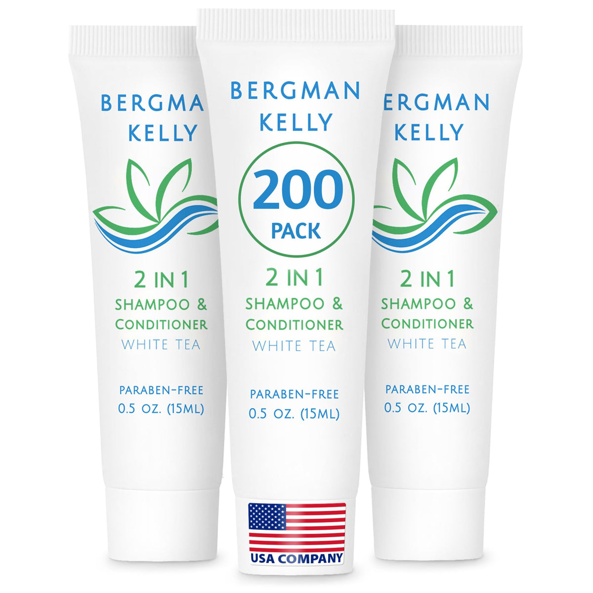 BERGMAN KELLY front packaging of 200-pack showing white tea benefit